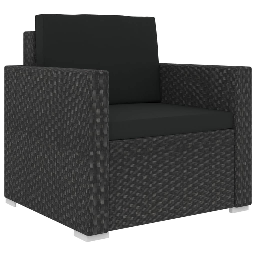 Helloshop26 - Salon de jardin meuble d'extérieur ensemble de mobilier 6 pièces avec coussins résine tressée noir - Image 6