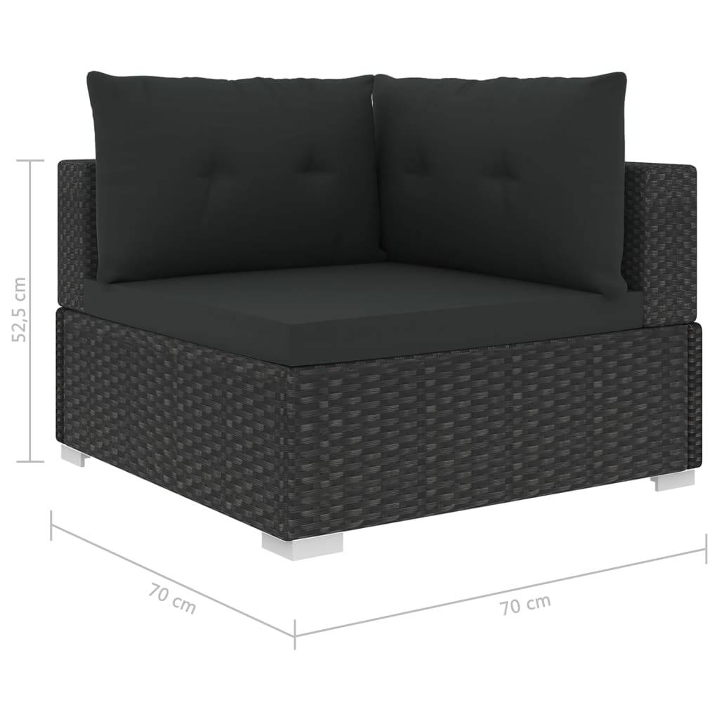 Helloshop26 - Salon de jardin meuble d'extérieur ensemble de mobilier 6 pièces avec coussins résine tressée noir - Image 7