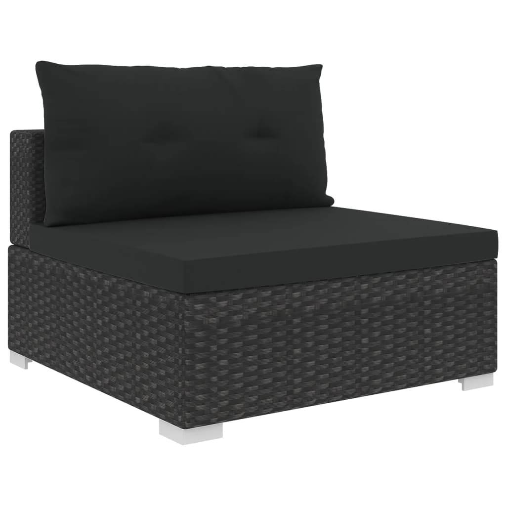 Helloshop26 - Salon de jardin meuble d'extérieur ensemble de mobilier 6 pièces avec coussins résine tressée noir - Image 4