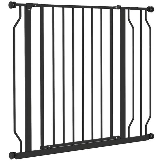 Barrière sécurité chien acier portes escaliers pression double verrou 95cm noir - ComfortXL Outdoor Living - Image 2