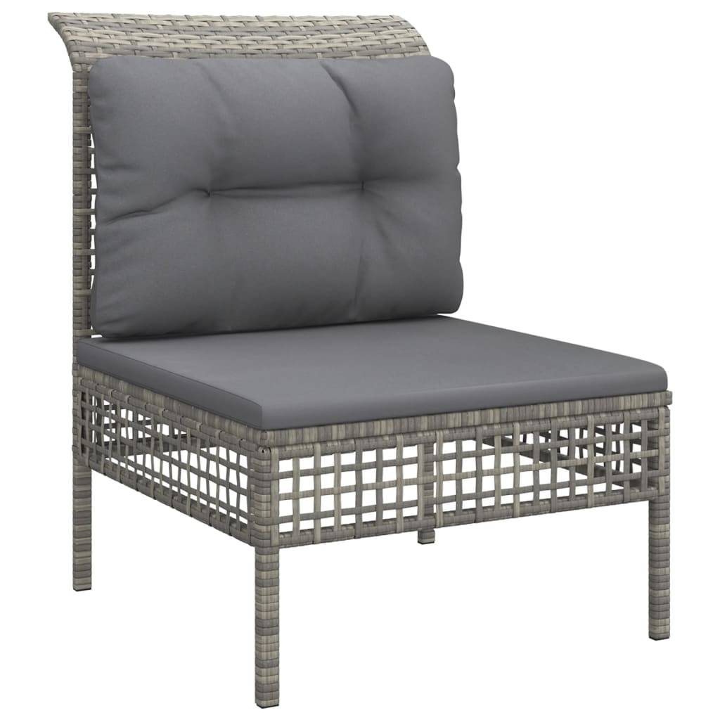 Helloshop26 - Salon de jardin meuble d'extérieur ensemble de mobilier 5 pièces avec coussins gris résine tressée - Image 3