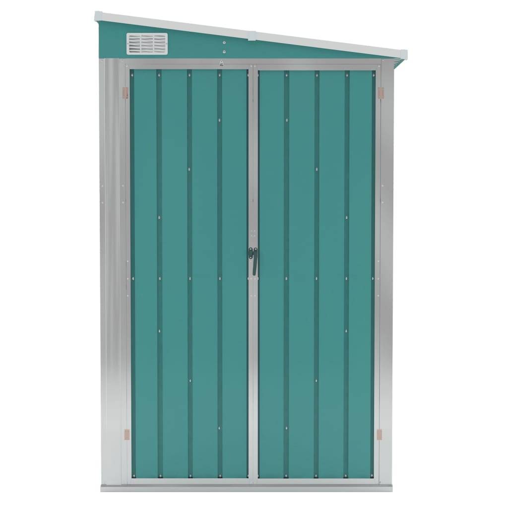 Helloshop26 - Abri de jardin cabane cabanon maison de stockage remise extérieur hangar outils robuste mural 118 x 194 x 178 cm acier galvanisé vert - Image 2