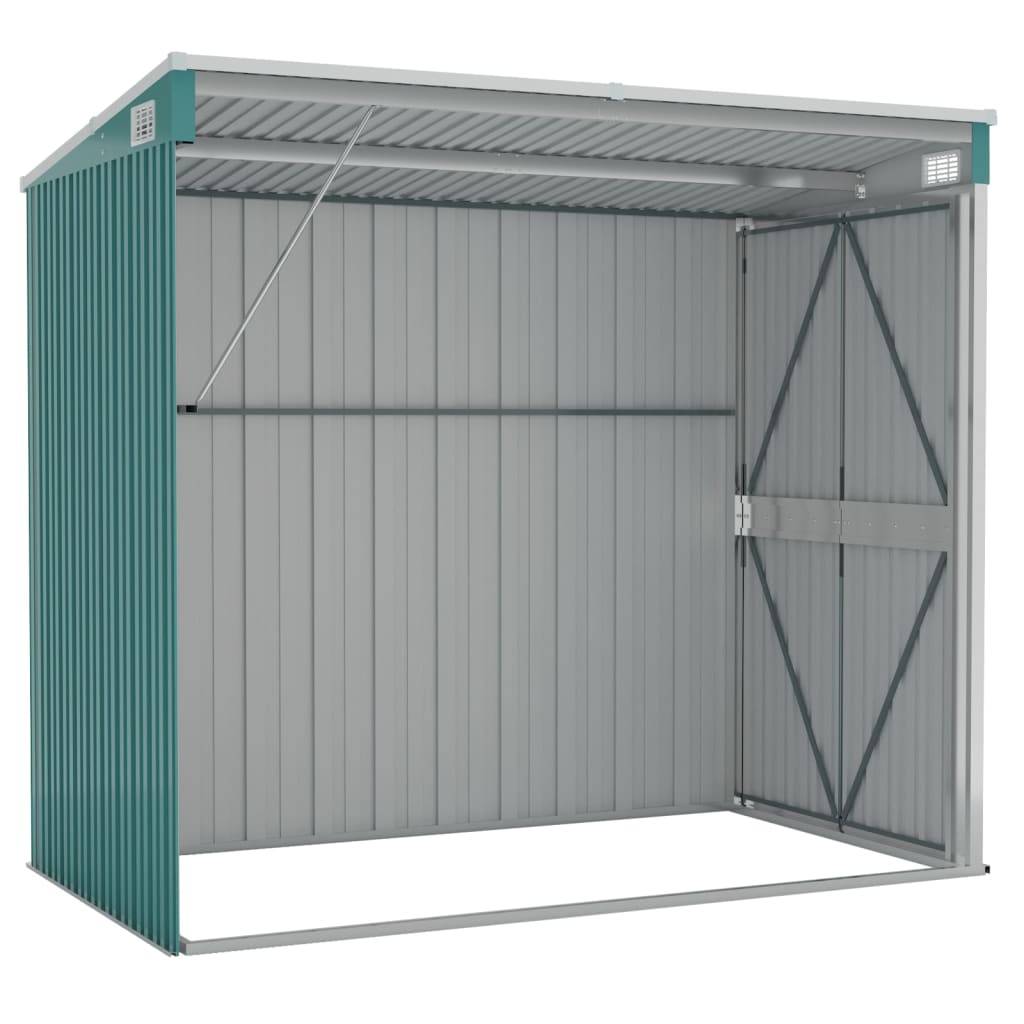 Helloshop26 - Abri de jardin cabane cabanon maison de stockage remise extérieur hangar outils robuste mural 118 x 194 x 178 cm acier galvanisé vert - Image 5