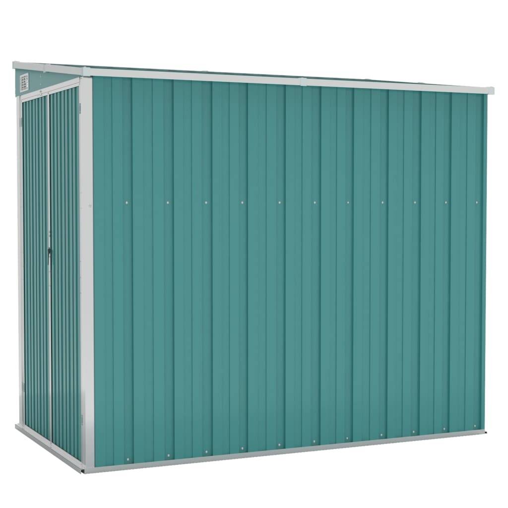 Helloshop26 - Abri de jardin cabane cabanon maison de stockage remise extérieur hangar outils robuste mural 118 x 194 x 178 cm acier galvanisé vert - Image 1
