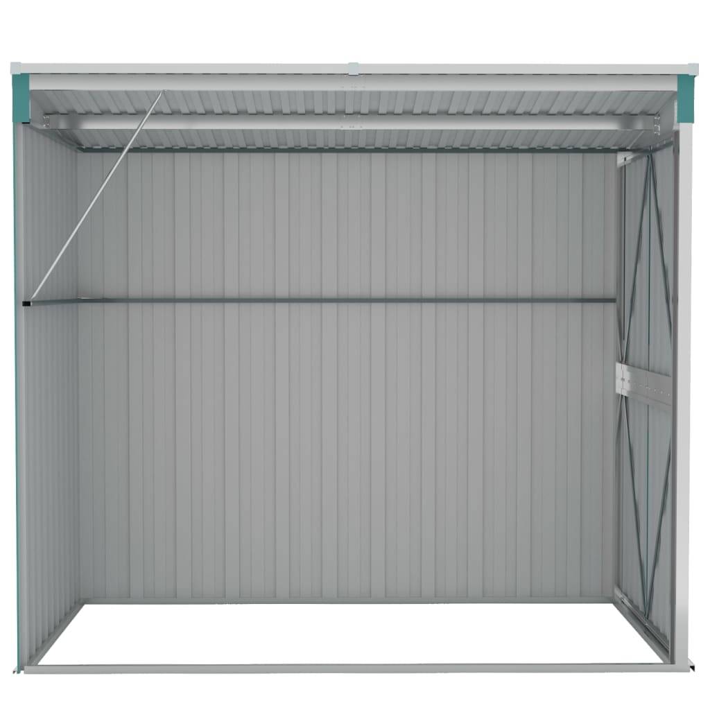 Helloshop26 - Abri de jardin cabane cabanon maison de stockage remise extérieur hangar outils robuste mural 118 x 194 x 178 cm acier galvanisé vert - Image 4