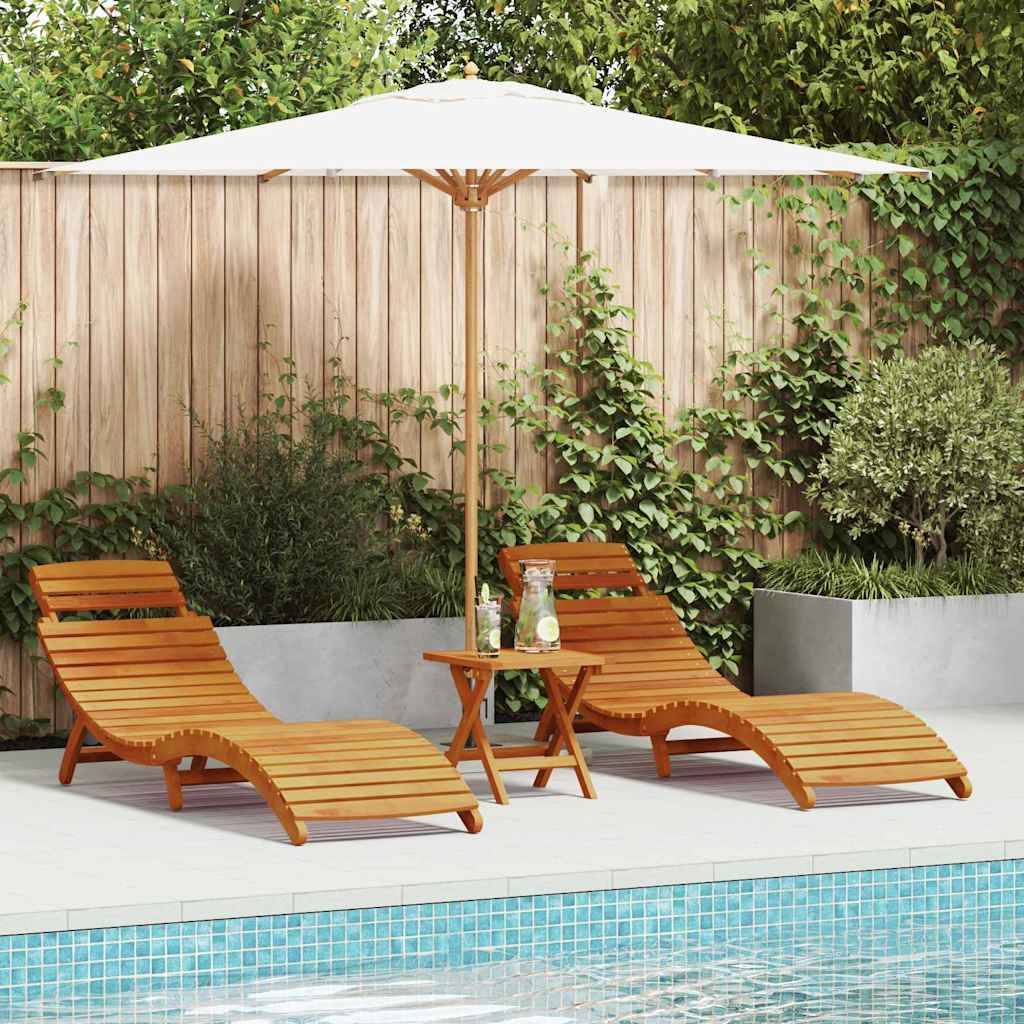 PANGIVO - Transat bois d'acacia massif marron 55 x 184 x 64 cm (3 pcs) - PANGIVO - Image 1