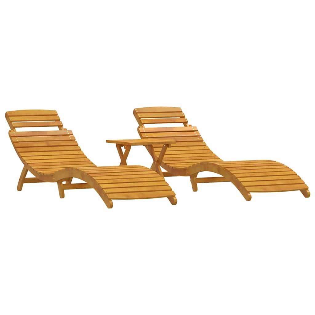 PANGIVO - Transat bois d'acacia massif marron 55 x 184 x 64 cm (3 pcs) - PANGIVO - Image 2