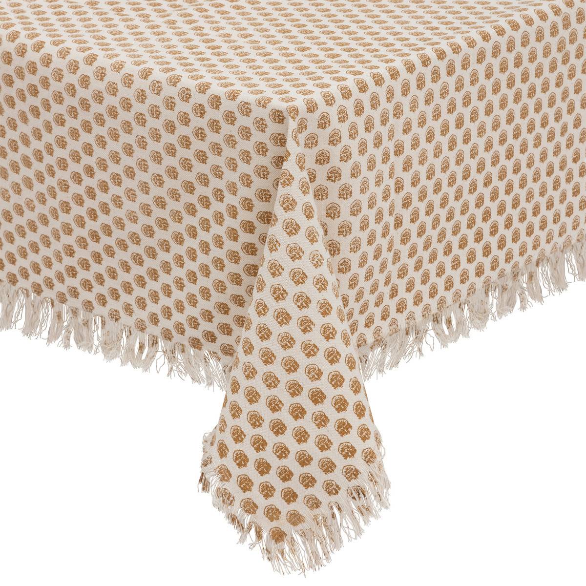Nappe en coton Beige et Cannelle 150 x 250 cm - Image 1