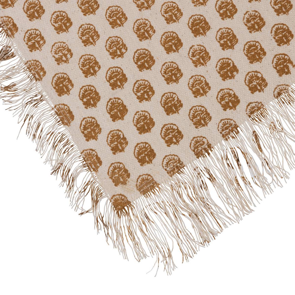 Nappe en coton Beige et Cannelle 150 x 250 cm - Image 2