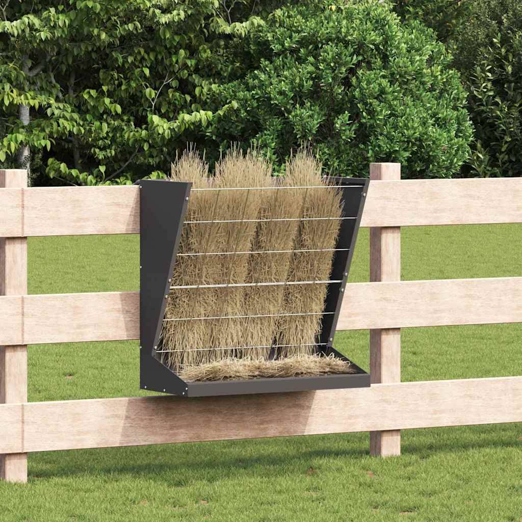Ratelier Foin Métal Suspendu 5kg avec Bac Récupérateur Noir - ComfortXL Outdoor Living - Image 1