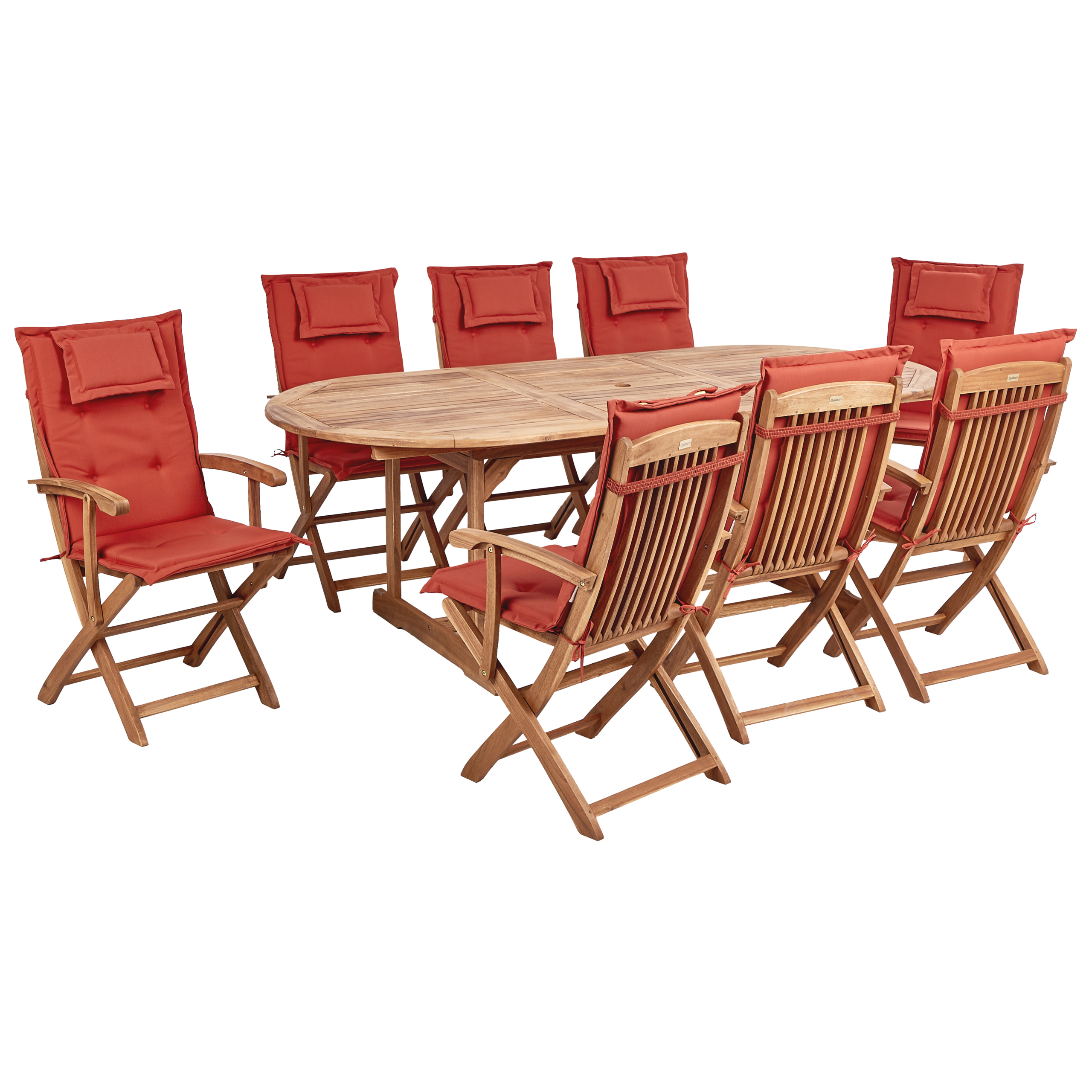 Beliani - Set de salle à manger, 8 Personnes Acacia Rouge foncé MAUI II - Beliani - Image 3