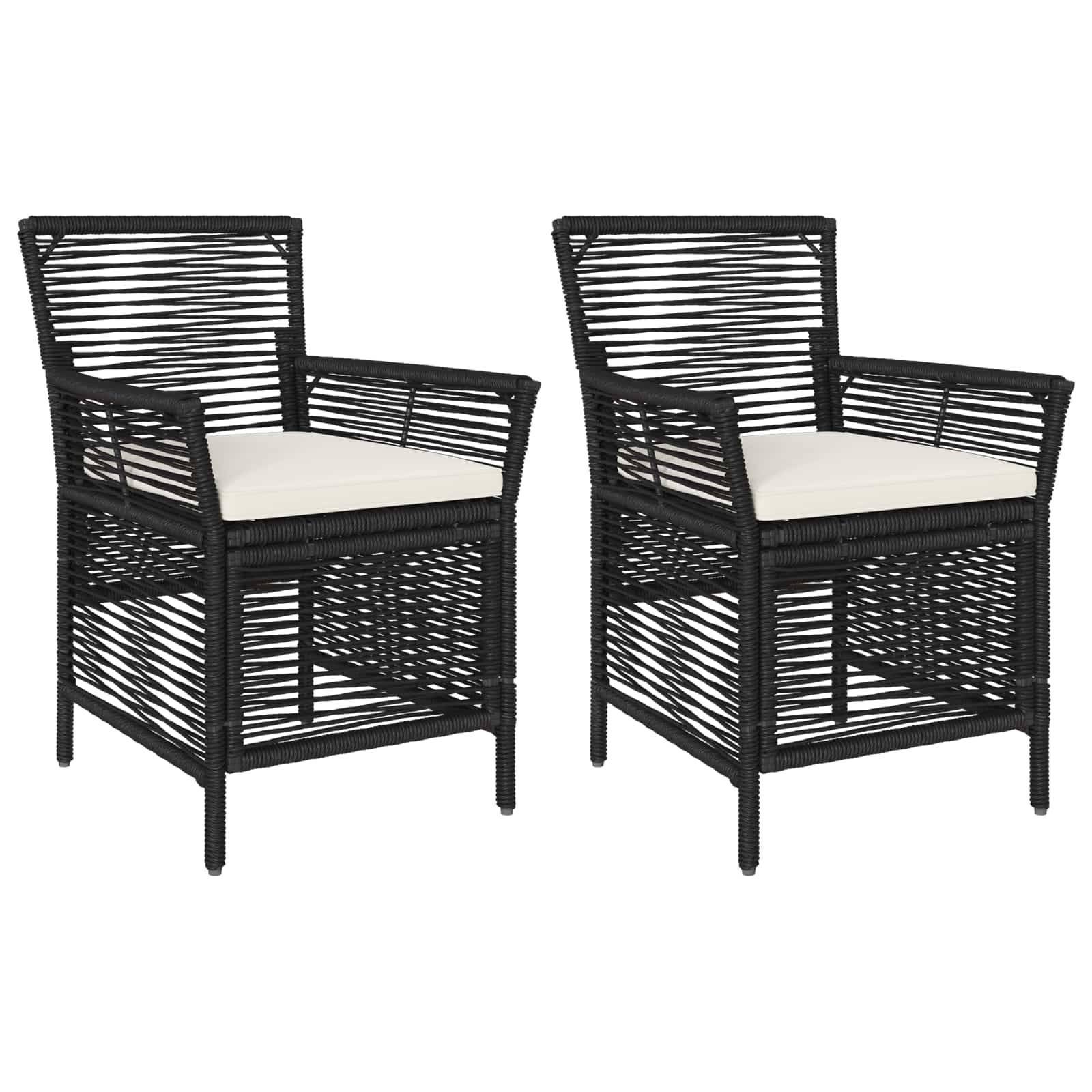 Chaises de jardin polyrotin noir et crème 61 x 58 x 83 cm - PANGIVO - Image 2