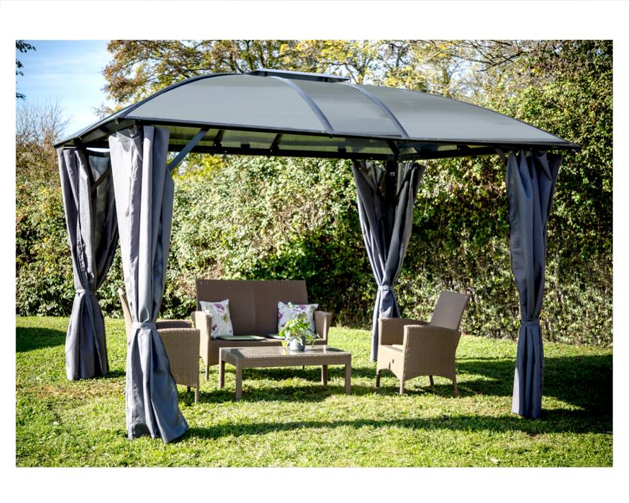 Habrita - Pergola autoportante alu toit 4 pentes gris 10,80 m2 - Gloriette - Image 4