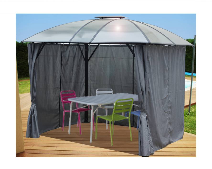 Habrita - Pergola autoportante alu toit 4 pentes gris 10,80 m2 - Gloriette - Image 6