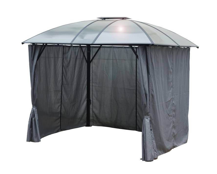 Habrita - Pergola autoportante alu toit 4 pentes gris 10,80 m2 - Gloriette - Image 3