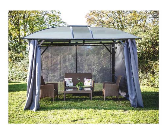 Habrita - Pergola autoportante alu toit 4 pentes gris 10,80 m2 - Gloriette - Image 7