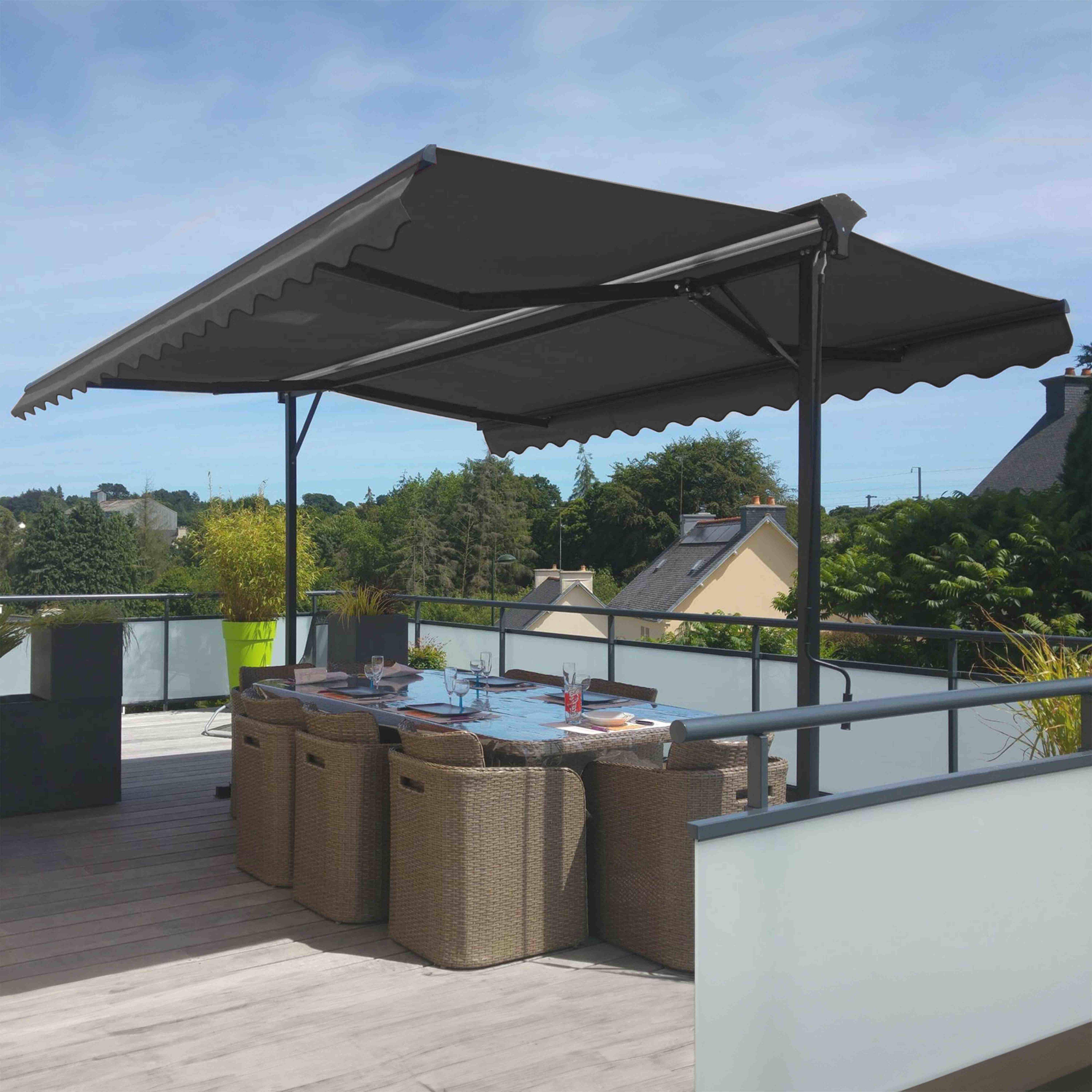 Oviala - Store double pente 3x3m en aluminium anthracite Trinidad - Oviala - Image 2