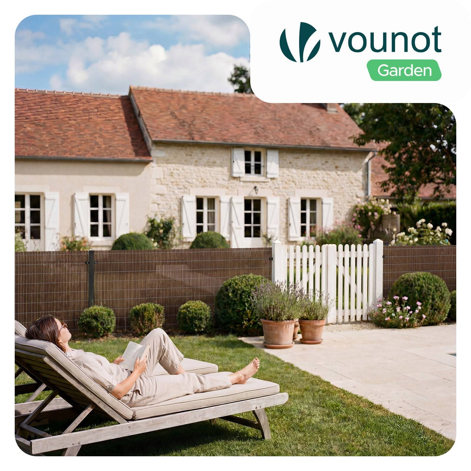Vounot - Clôture en canisse PVC 100x500cm imitation osier marron - Image 2
