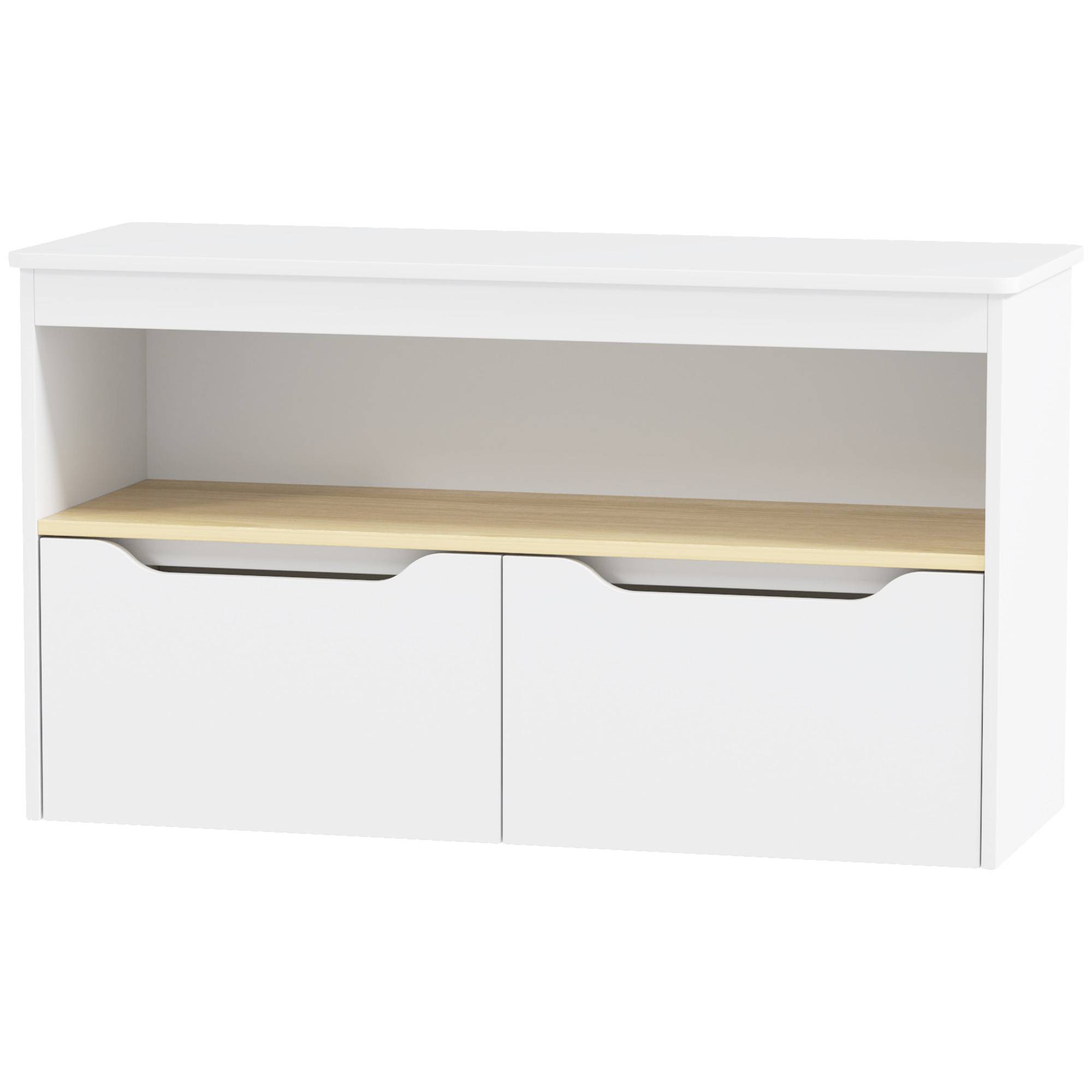 Étagère à jouets pour enfants avec 2 tiroirs et un compartiment pour salon, chambre ou salle de jeux, 80 x 30 x 45 cm, blanche - Image 2