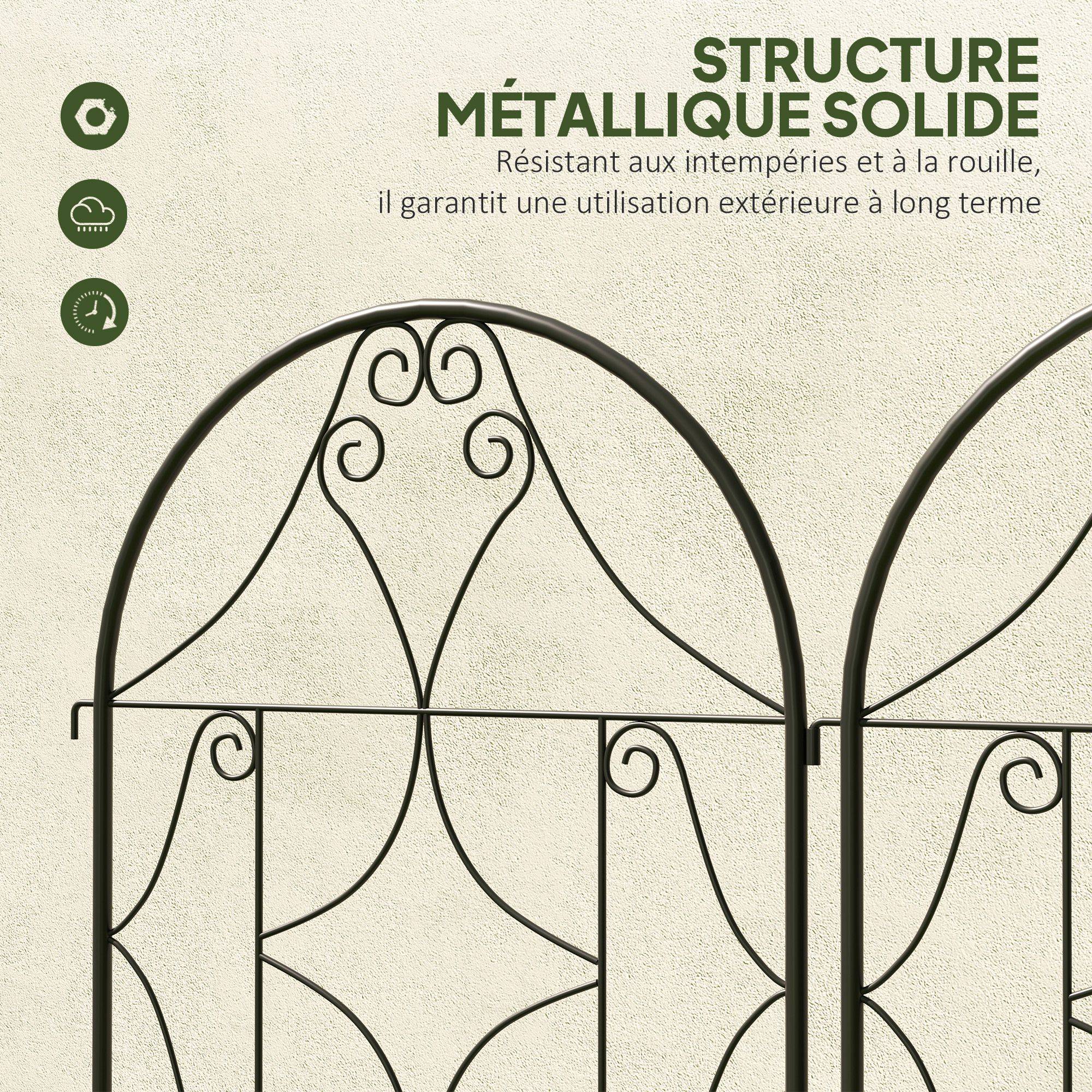 ComfortXL - Treillis plantes grimpantes métal noir lot de 2 50 x 150 cm à planter support décoratif jardin extérieur - Image 7