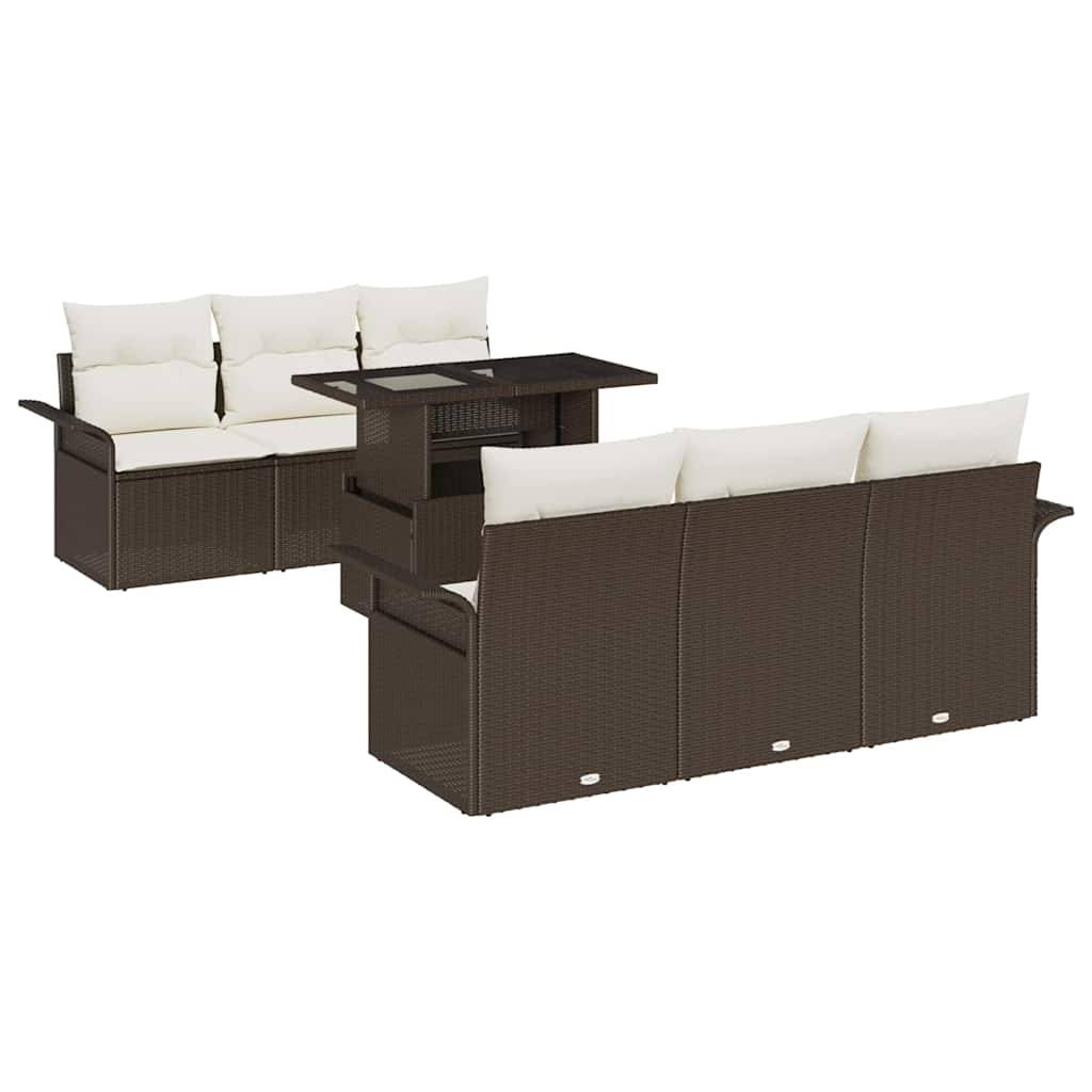 Salon de jardin 6 places en résine tressée avec table en verre Marron – ComfortXL Outdoor Living - Image 2
