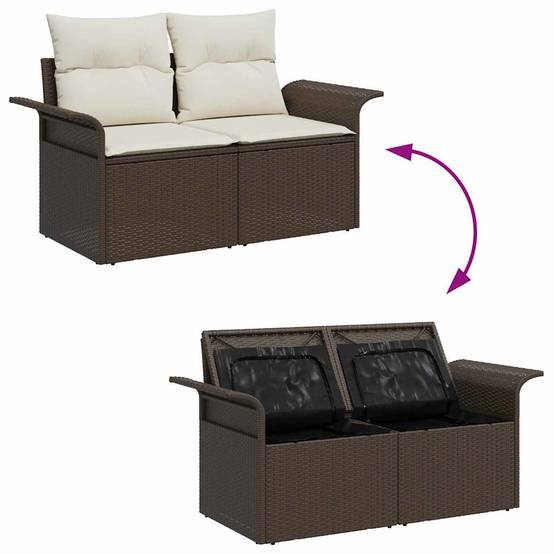 Salon de jardin 6 places en résine tressée avec table en verre Marron – ComfortXL Outdoor Living - Image 8