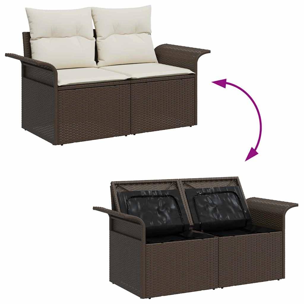 Salon de jardin 6 places en résine tressée avec table en verre Marron – ComfortXL Outdoor Living - Image 8