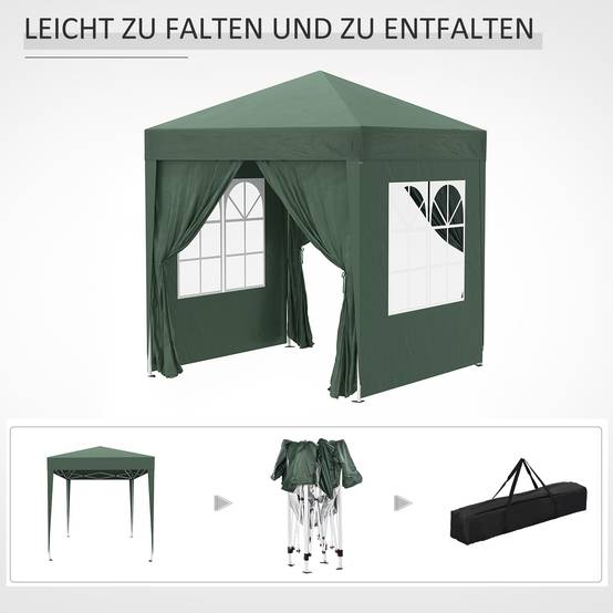 Tonnelle pliante acier vert foncé 200 x 200 x 240 cm - PANGIVO - Image 10