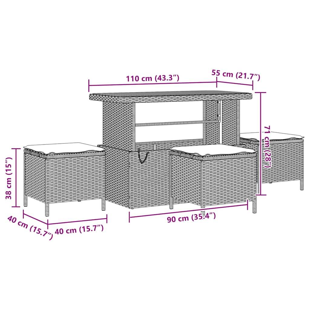 ComfortXL - Salon de Jardin 8 Places Acier et Polyrotin Modulable avec Tabourets et Table pour Patio Noir – ComfortXL Outdoor Living - Image 4