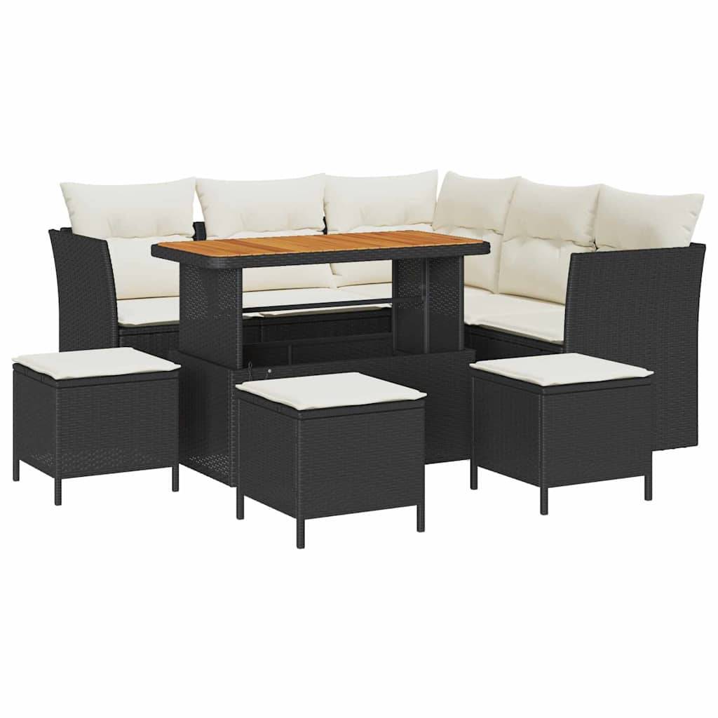 ComfortXL - Salon de Jardin 8 Places Acier et Polyrotin Modulable avec Tabourets et Table pour Patio Noir – ComfortXL Outdoor Living - Image 2