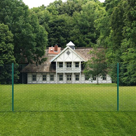 Clôture en grillage métallique avec poteaux Acier Vert 25 x 0,75 m - PANGIVO - Image 2