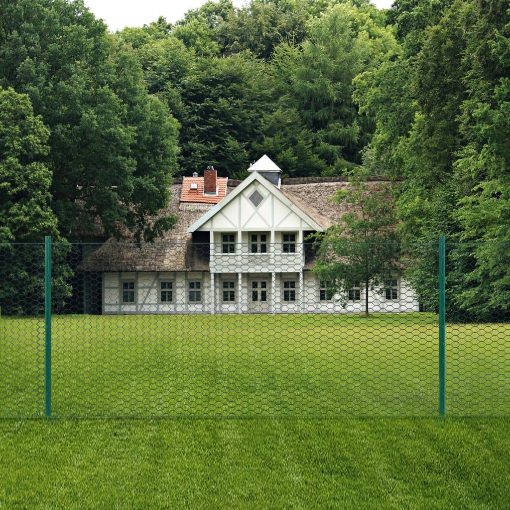 Clôture en grillage métallique avec poteaux Acier Vert 25 x 0,75 m - PANGIVO - Image 2