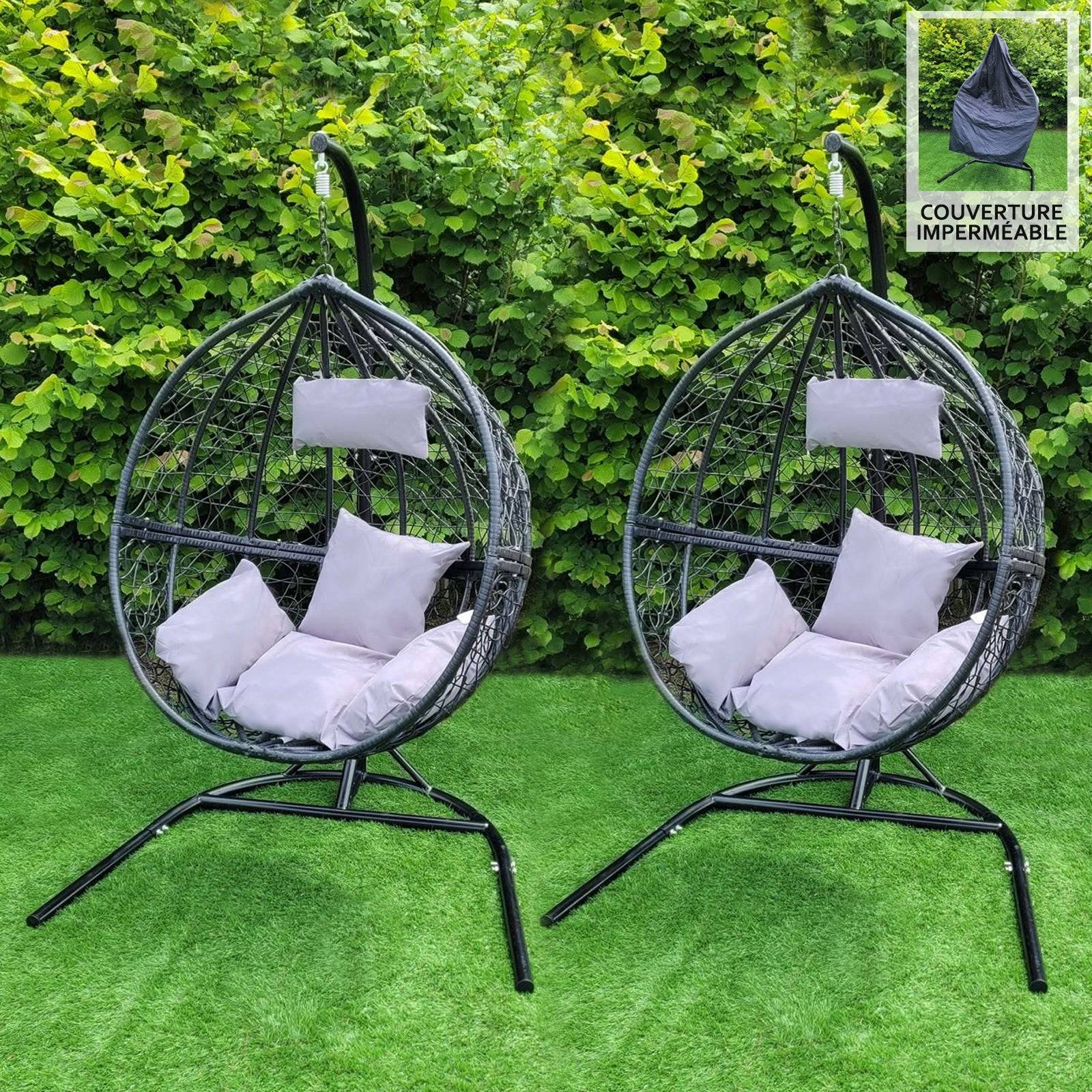 Monstershop - Chaise Suspendue en Rotin Noir  x 2 - Image 2