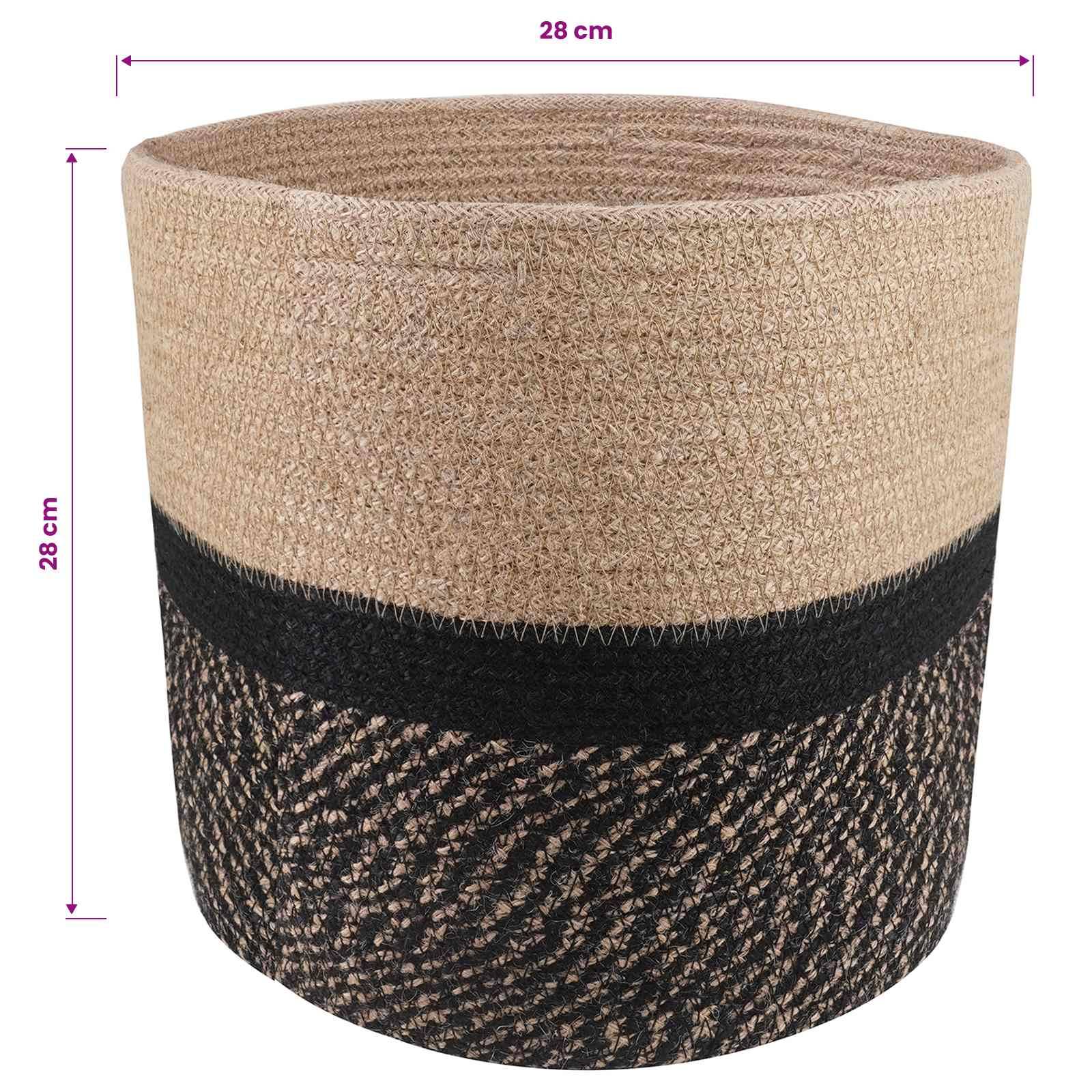 Lot de 2 pots à plantes jute naturel et noir 28 x 28 x 28 cm - PANGIVO - Image 6