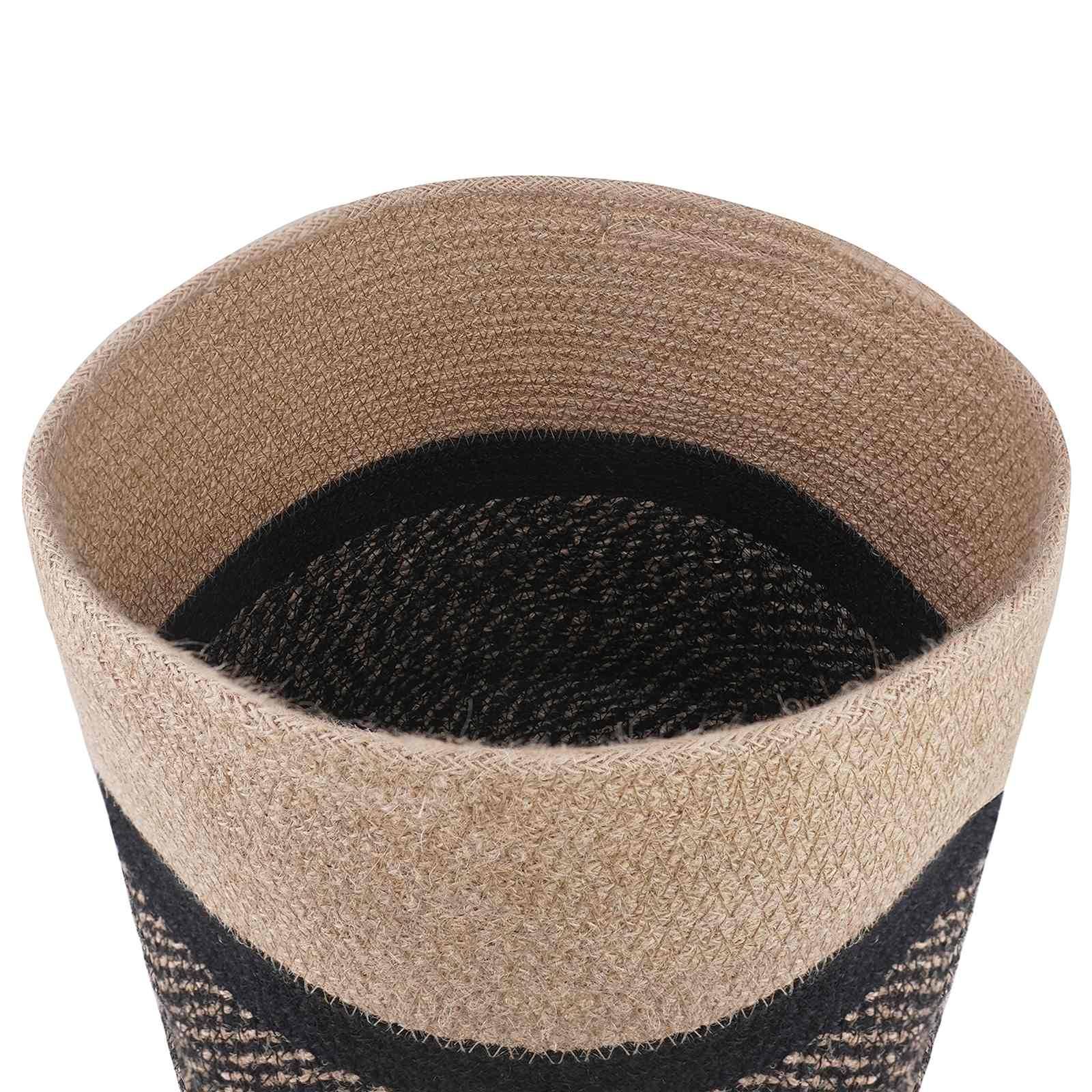 Lot de 2 pots à plantes jute naturel et noir 28 x 28 x 28 cm - PANGIVO - Image 3