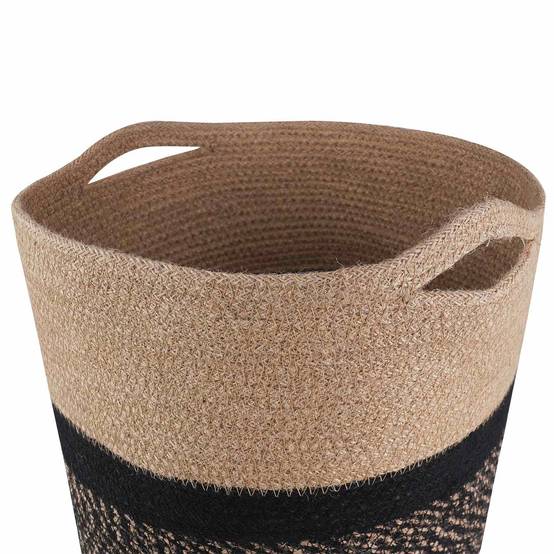 Lot de 2 pots à plantes jute naturel et noir 28 x 28 x 28 cm - PANGIVO - Image 4