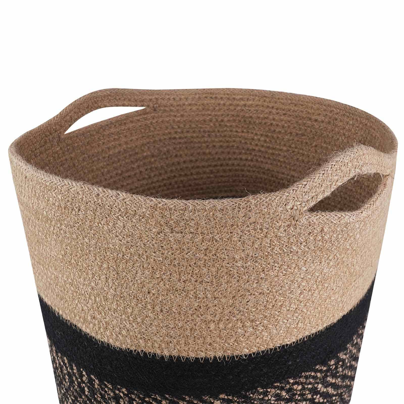 Lot de 2 pots à plantes jute naturel et noir 28 x 28 x 28 cm - PANGIVO - Image 4