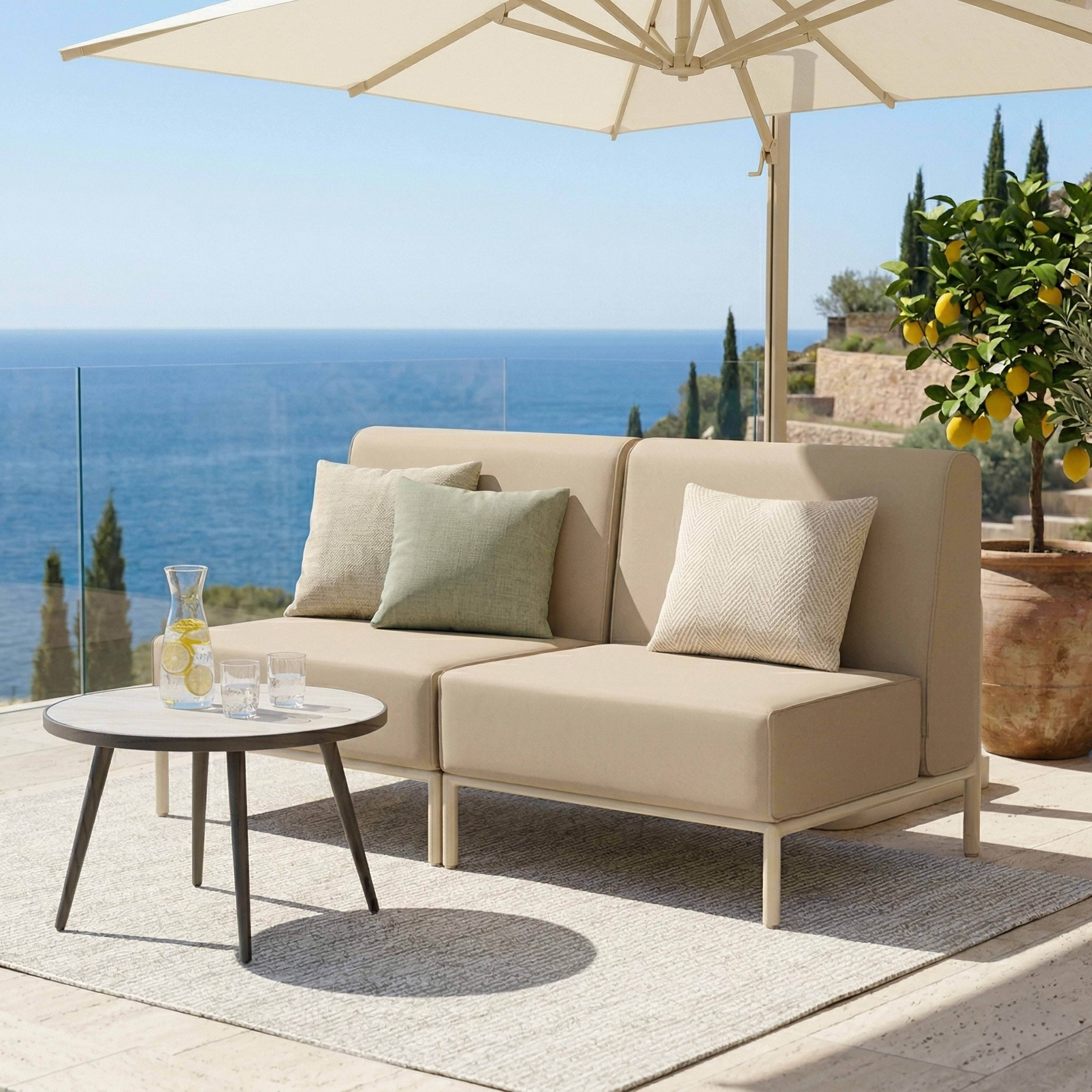 Oviala - Salon de jardin bas modulable uni 2 places beige Patio - Oviala - Image 2