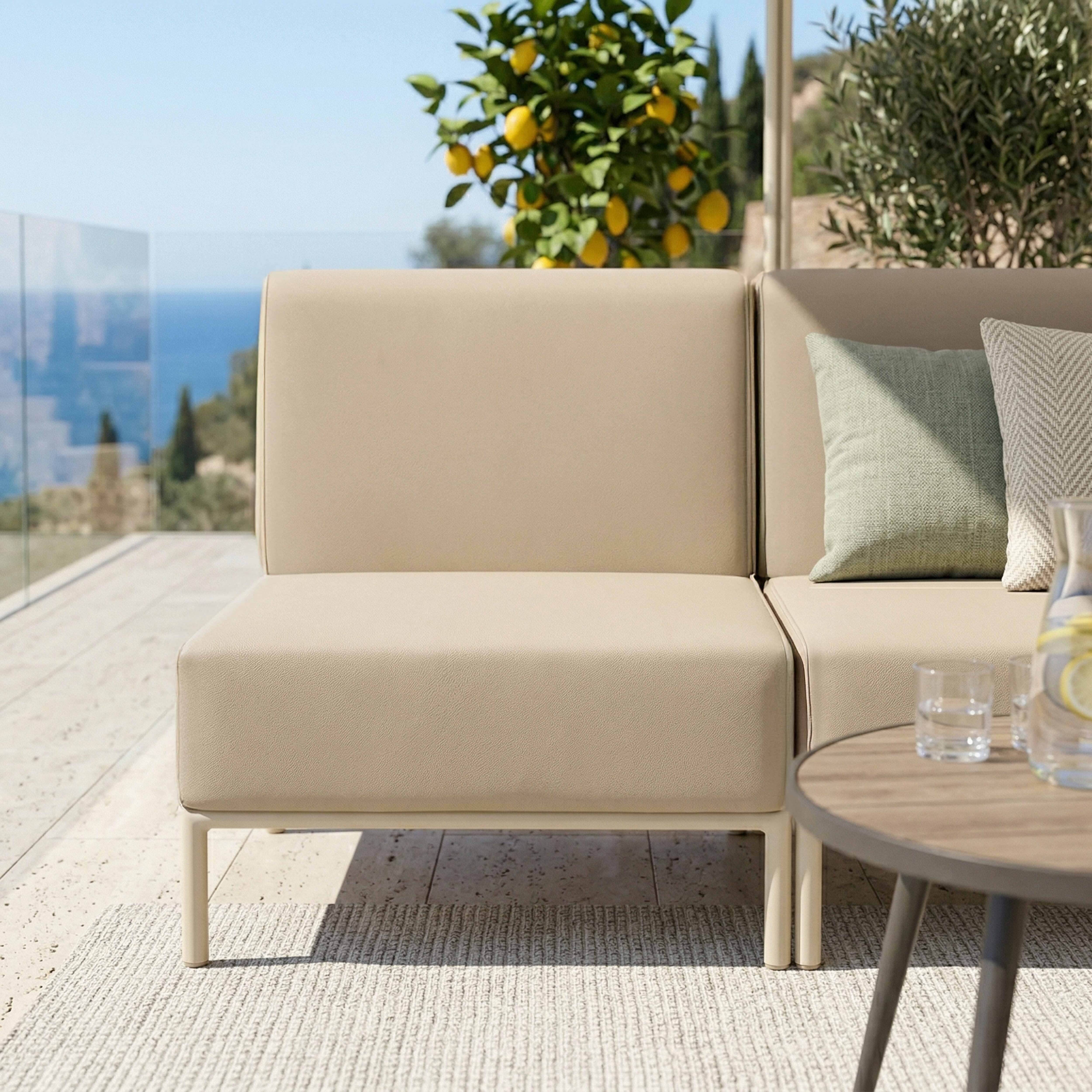 Oviala - Salon de jardin bas modulable uni 2 places beige Patio - Oviala - Image 3
