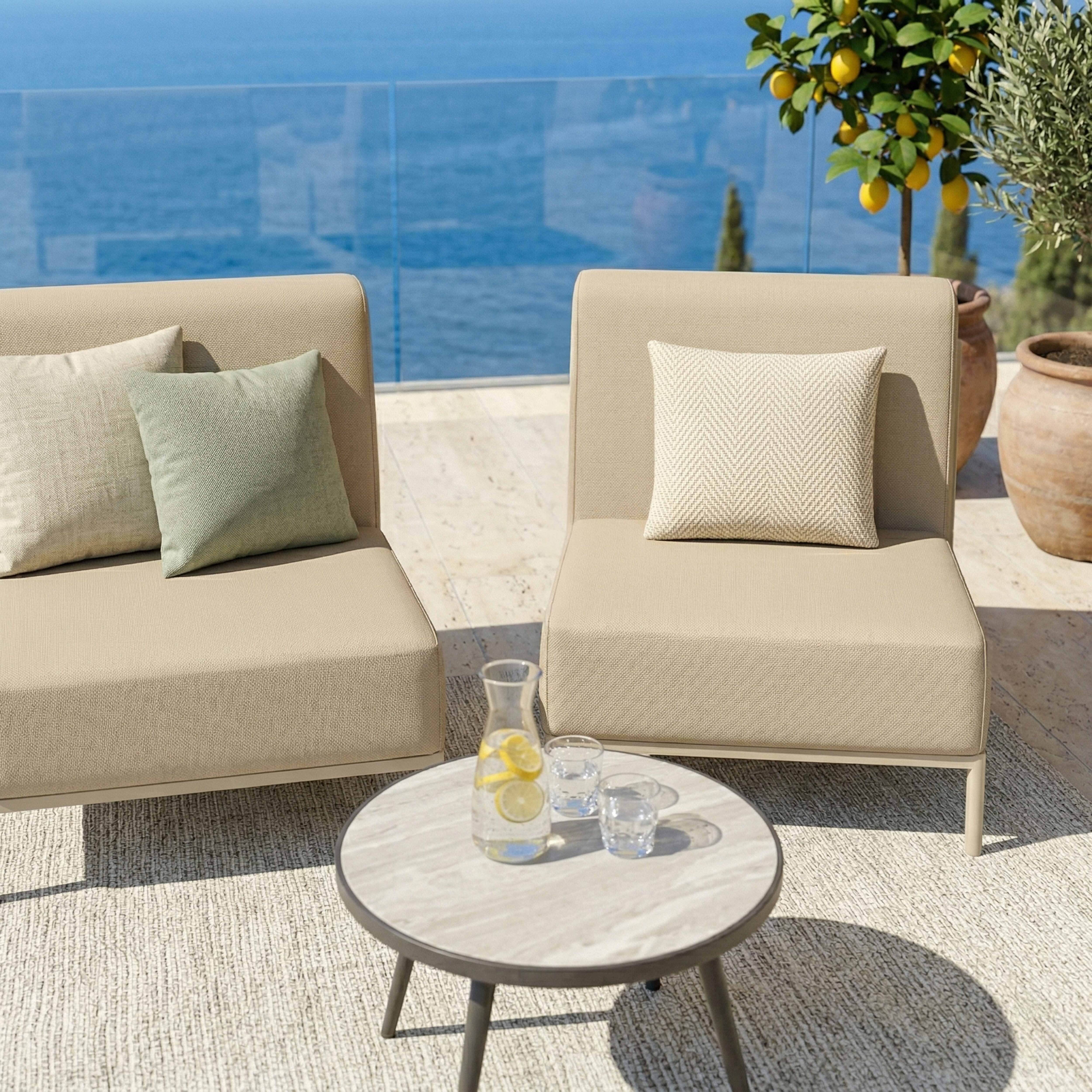 Oviala - Salon de jardin bas modulable uni 2 places beige Patio - Oviala - Image 5