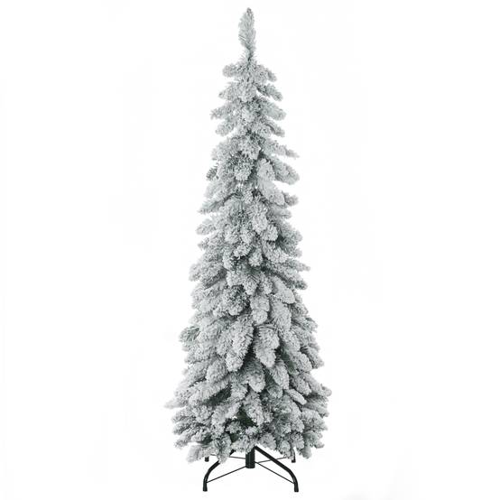 Sans Marque - Arbre Noël artificiel support acier 253 branches enneigées socle pliable 135 cm vert - Image 1