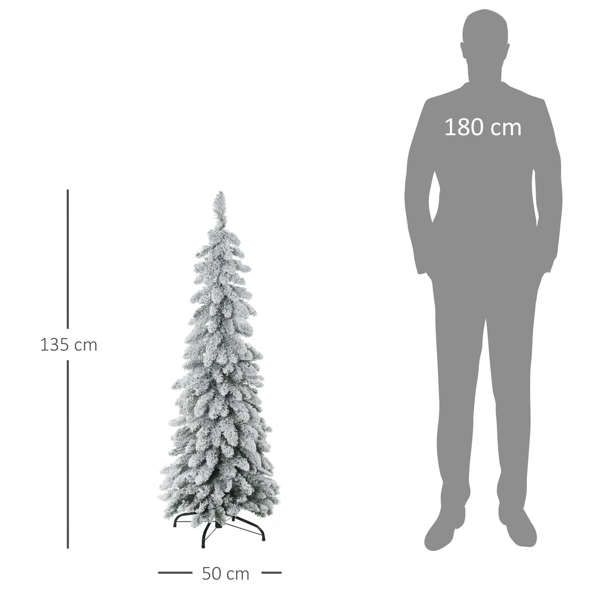 Sans Marque - Arbre Noël artificiel support acier 253 branches enneigées socle pliable 135 cm vert - Image 5