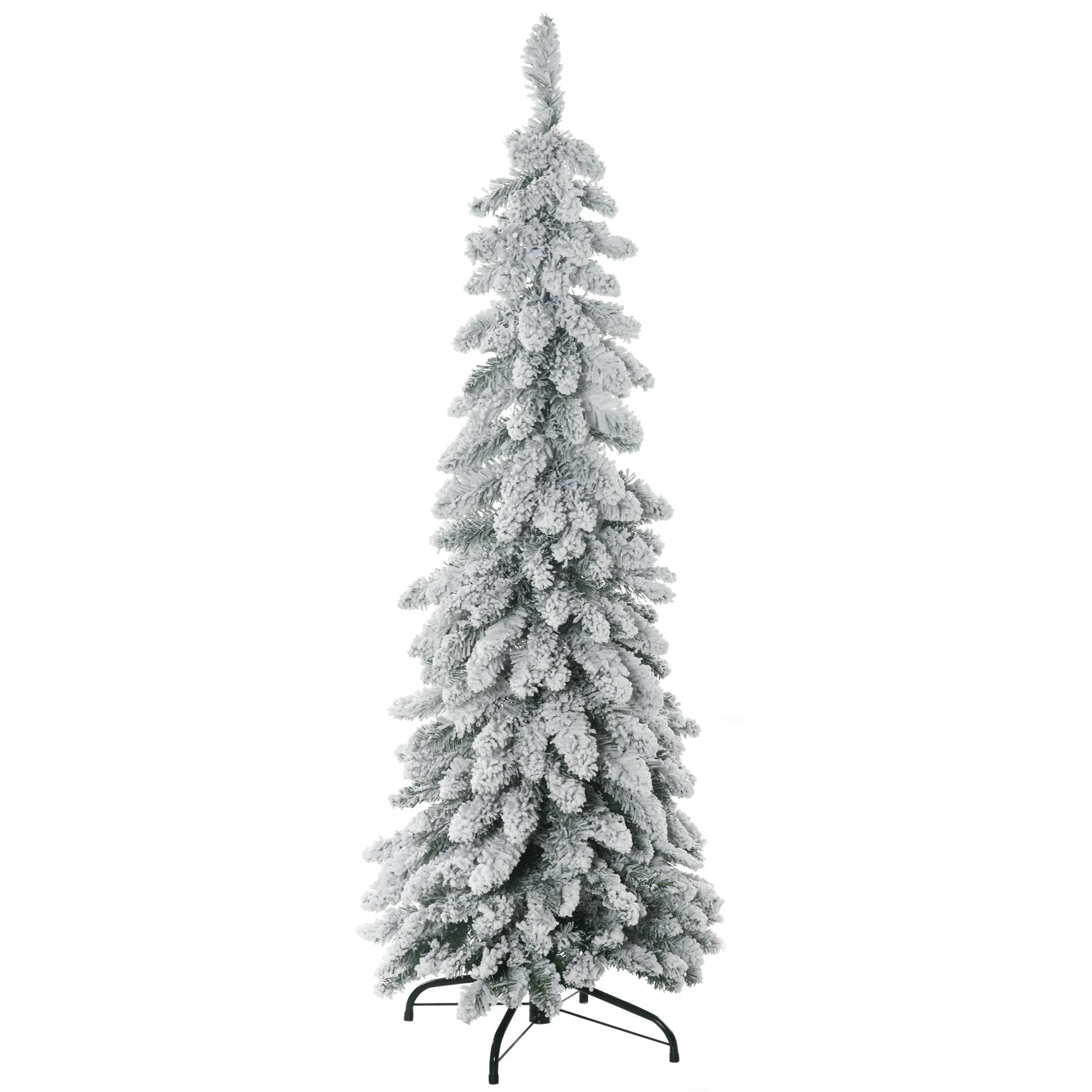 Sans Marque - Arbre Noël artificiel support acier 253 branches enneigées socle pliable 135 cm vert - Image 2