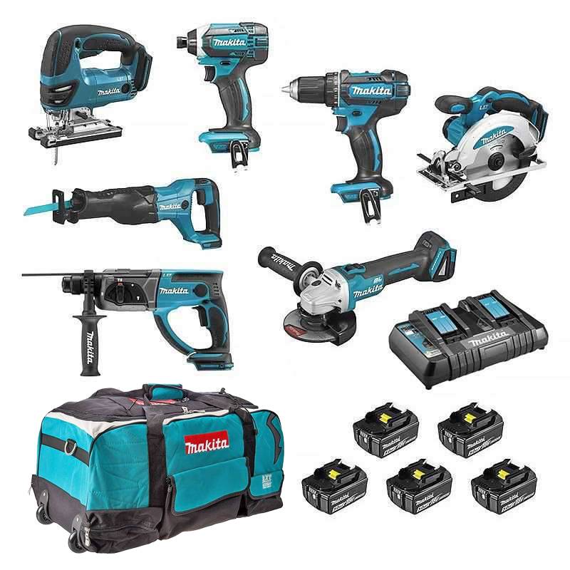 Pack outils 7 machines 18 V perceuse visseuse meuleuse scies - Makita - Image 1