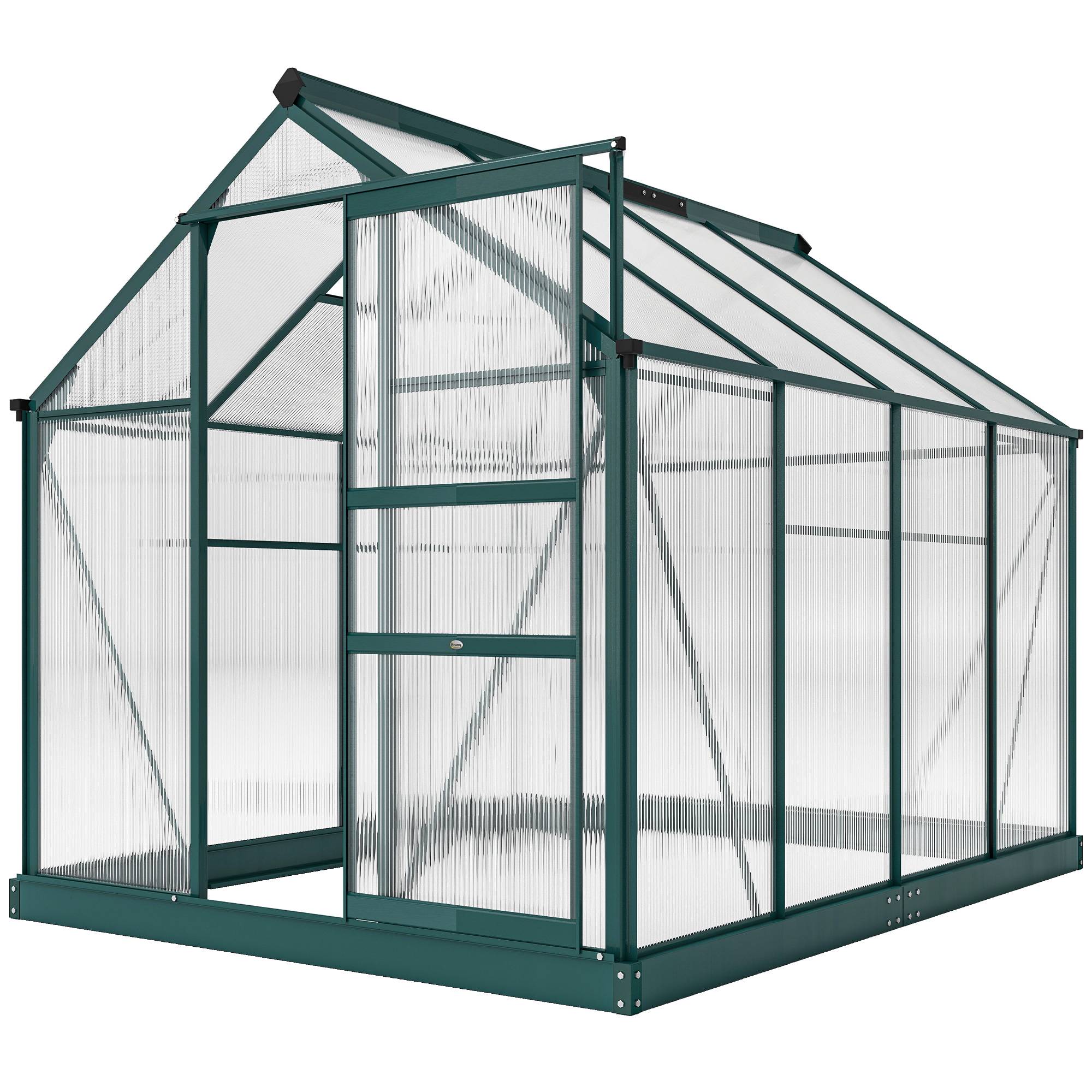 Sans Marque - Serre de jardin en polycarbonate résistant aux UV avec fenêtre et porte coulissante, 190 x 252 x 201 cm - Image 2