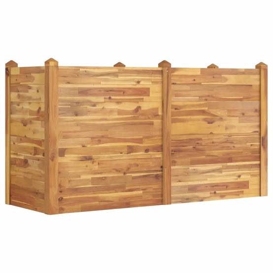 Helloshop26 - Lit surélevé de jardin empilable pour plantes et fleurs 160 x 60 x 84 cm style naturel en bois d'acacia - Image 1