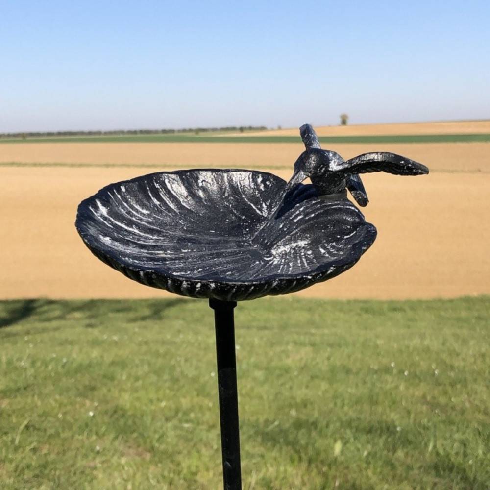Bain d'oiseaux en fonte gris 15 x 100 cm Chemin de campagne - Image 2
