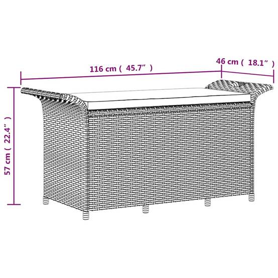 Banc Coffre Jardin Résine Tressée Rangement Étanche Terrasse Marron 116cm – ComfortXL Outdoor Living - Image 9