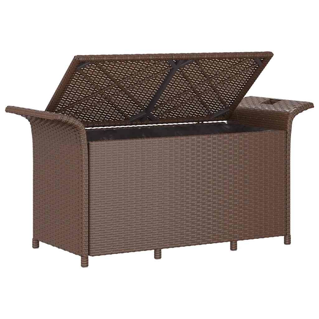 Banc Coffre Jardin Résine Tressée Rangement Étanche Terrasse Marron 116cm – ComfortXL Outdoor Living - Image 6