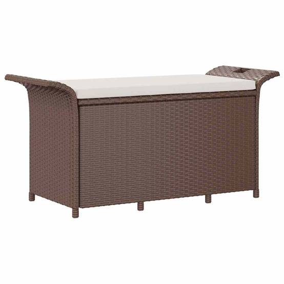 Banc Coffre Jardin Résine Tressée Rangement Étanche Terrasse Marron 116cm – ComfortXL Outdoor Living - Image 2